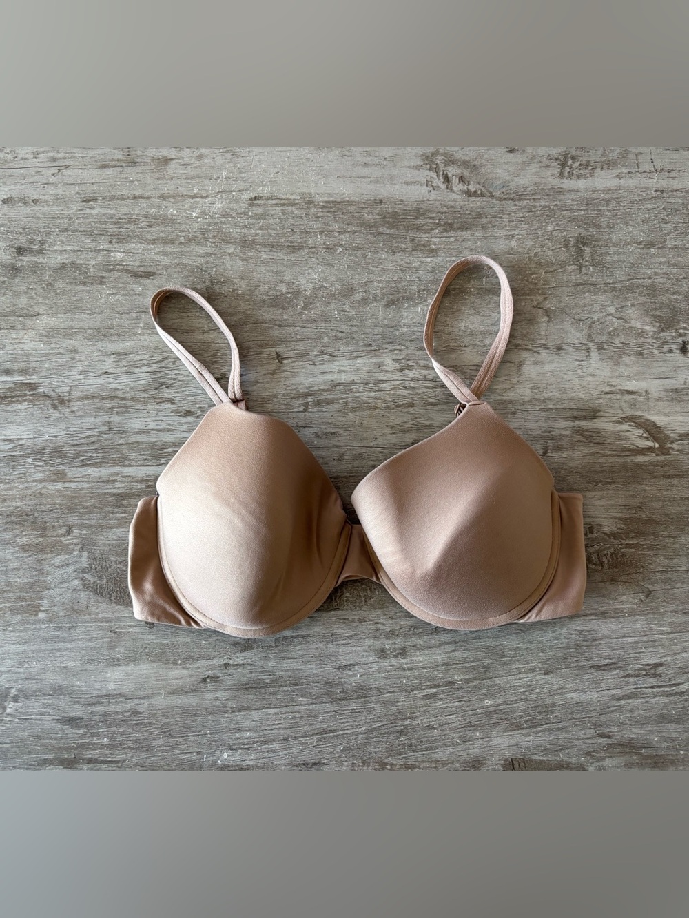 Gilligan O Malley Bra Everyday Lift T-Shirt Brown Nude Satin Padded Womens 34C